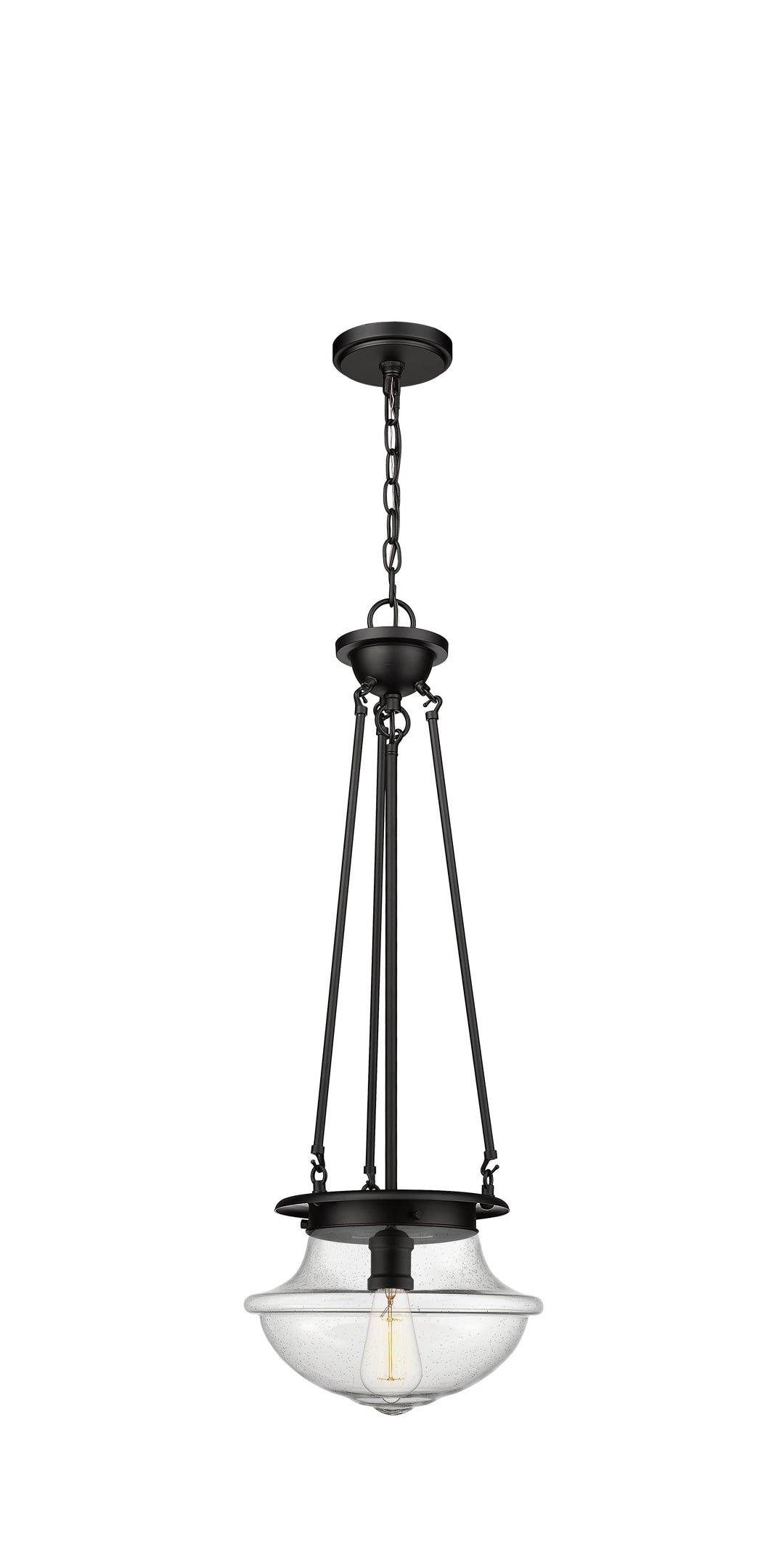 Innovations Lighting Oxford 12" Pendant - Matte Black Pendants Innovations Lighting Seedy ; Glass Type: Seeded  