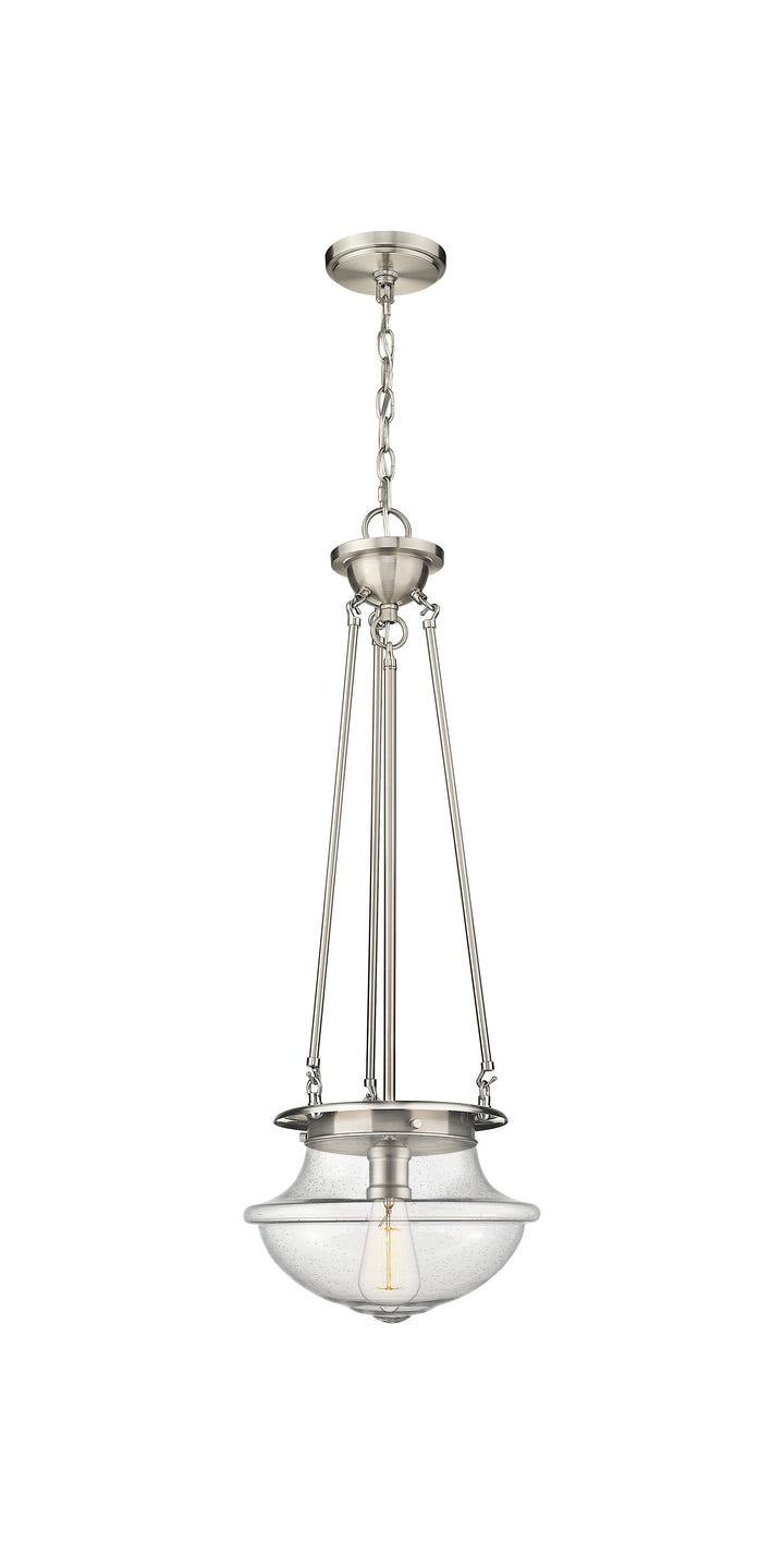 Innovations Lighting Oxford 12" Pendant - Satin Nickel Pendants Innovations Lighting Seedy ; Glass Type: Seeded  