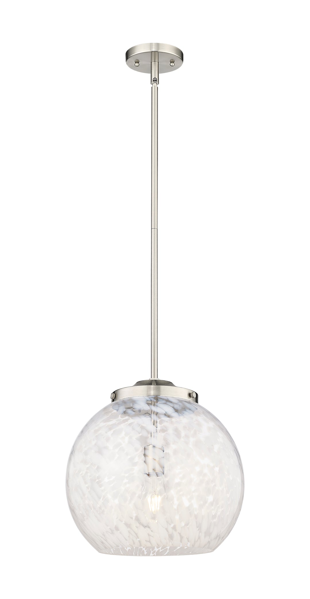 Innovations Lighting White Mouchette 14" Pendant - Brushed Satin Nickel Pendants Innovations Lighting   