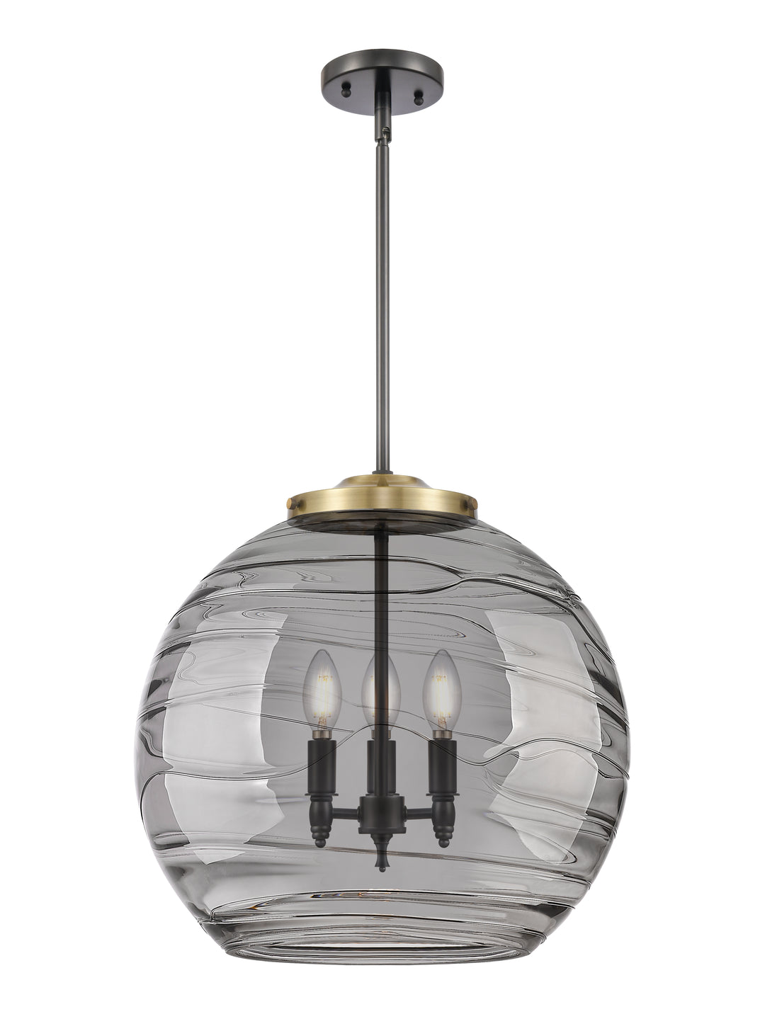 Innovations Lighting Athens Deco Swirl 18" Pendant - Black Antique Brass Pendants Innovations Lighting Light Smoke Deco Swirl ; Glass Type: Smoked  