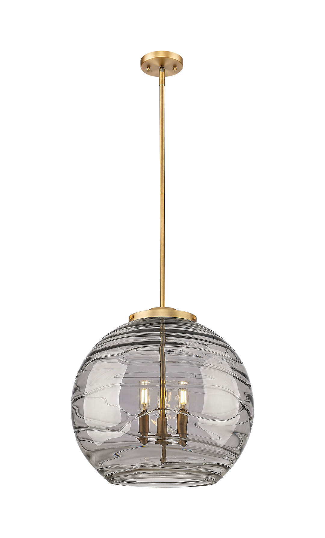 Innovations Lighting Athens Deco Swirl 18" Pendant - Brushed Brass Pendants Innovations Lighting Light Smoke Deco Swirl ; Glass Type: Smoked  