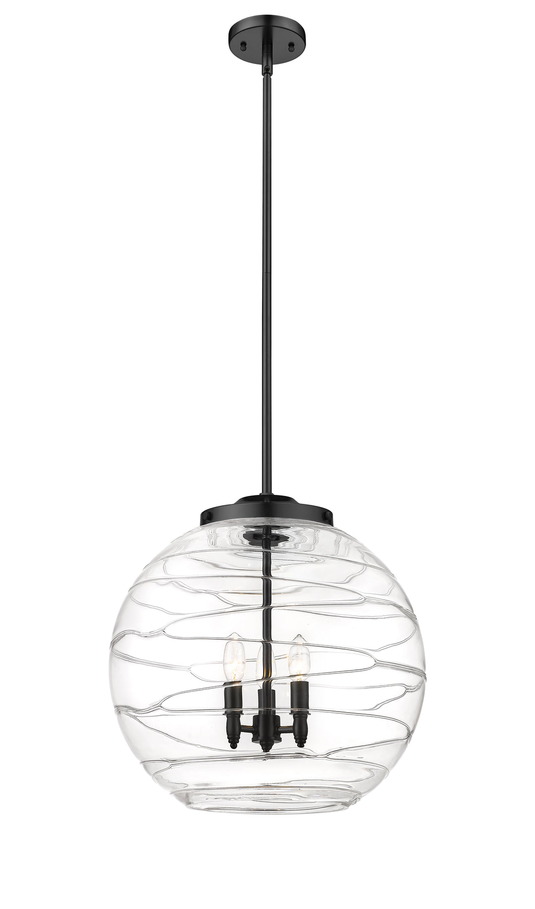 Innovations Lighting Athens Deco Swirl 18" Pendant - Matte Black Pendants Innovations Lighting Clear Deco Swirl ; Glass Type: Clear  