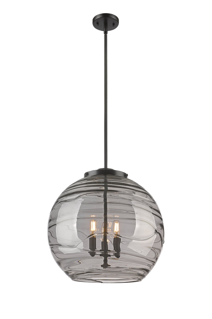 Innovations Lighting Athens Deco Swirl 18" Pendant - Matte Black Pendants Innovations Lighting Light Smoke Deco Swirl ; Glass Type: Smoked  