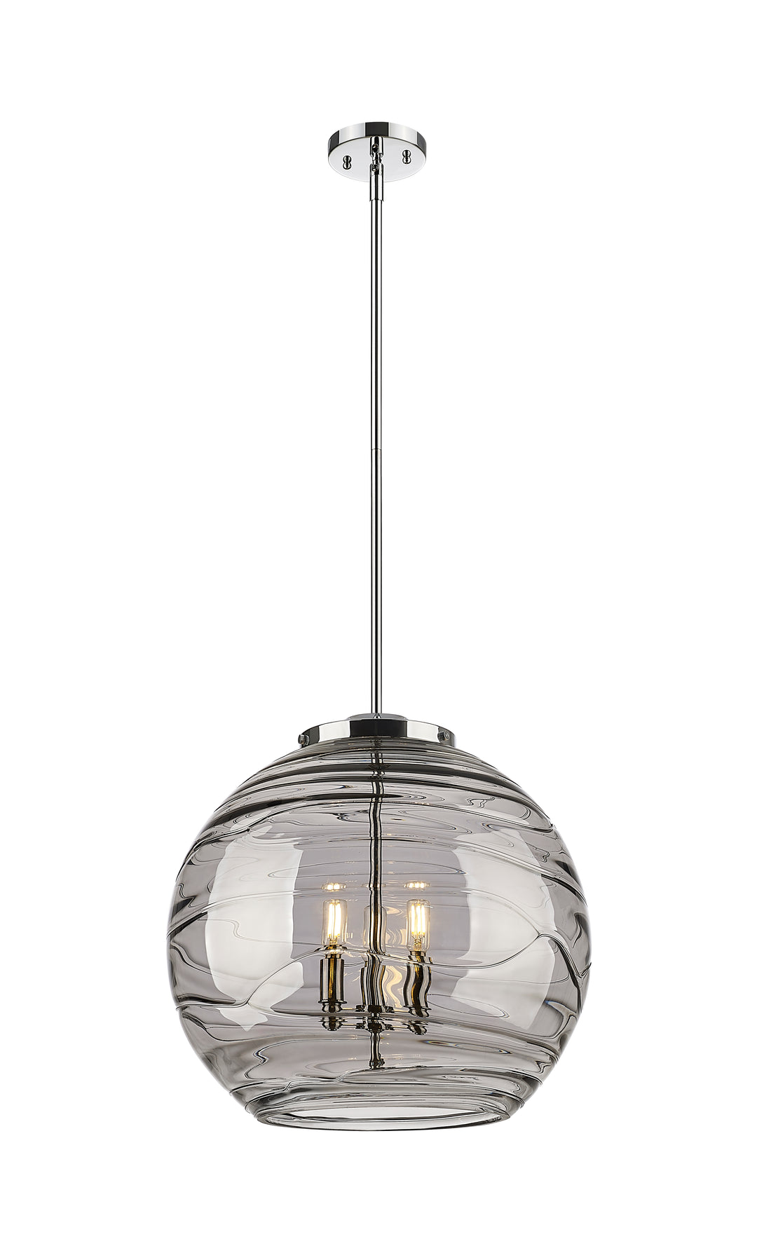 Innovations Lighting Athens Deco Swirl 18" Pendant - Polished Chrome Pendants Innovations Lighting Light Smoke Deco Swirl ; Glass Type: Smoked  