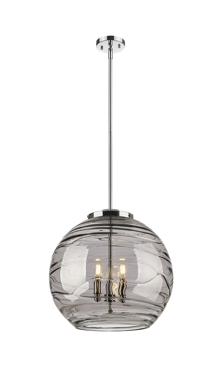 Innovations Lighting Athens Deco Swirl 18" Pendant - Polished Chrome Pendants Innovations Lighting Light Smoke Deco Swirl ; Glass Type: Smoked  