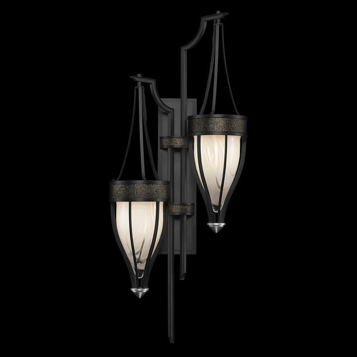 Fine Art Handcrafted Lighting Mirage 41.5"H Sconce 100041 in Standard Black Iron, Nickel, Black Knight (100041-123)