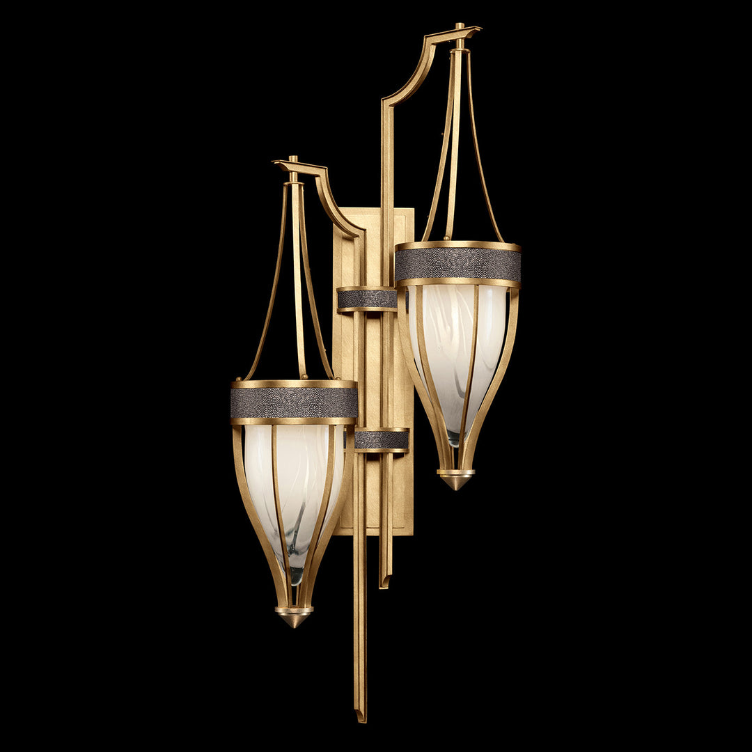Fine Art Handcrafted Lighting Mirage 41.5"H Sconce 100041 in Standard Gold Leaf, Brass, Pebble (100041-311)