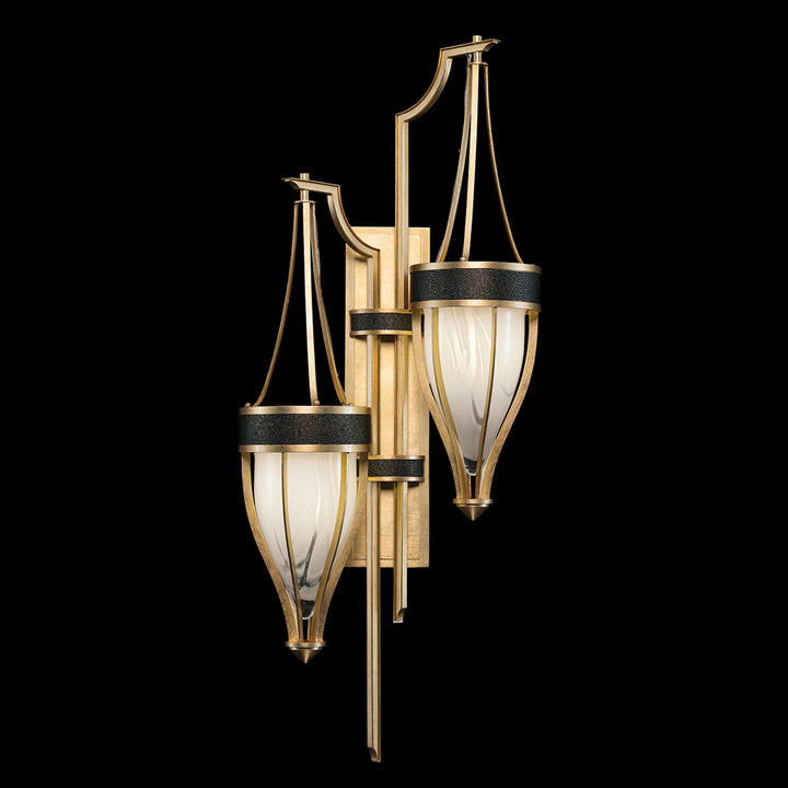 Fine Art Handcrafted Lighting Mirage 41.5"H Sconce 100041 in Standard Gold Leaf, Brass, Black Knight (100041-313)