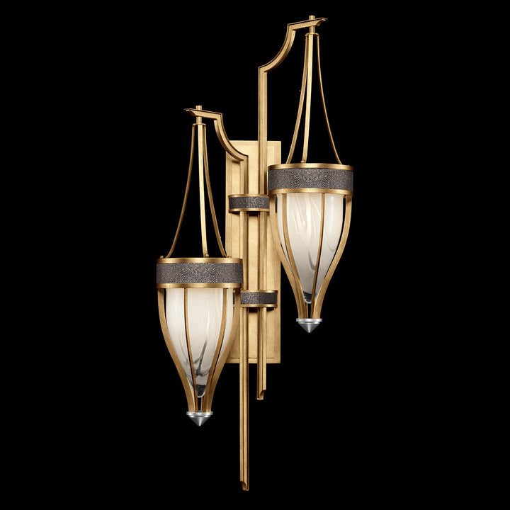 Fine Art Handcrafted Lighting Mirage 41.5"H Sconce 100041 in Standard Gold Leaf, Nickel, Pebble (100041-321)