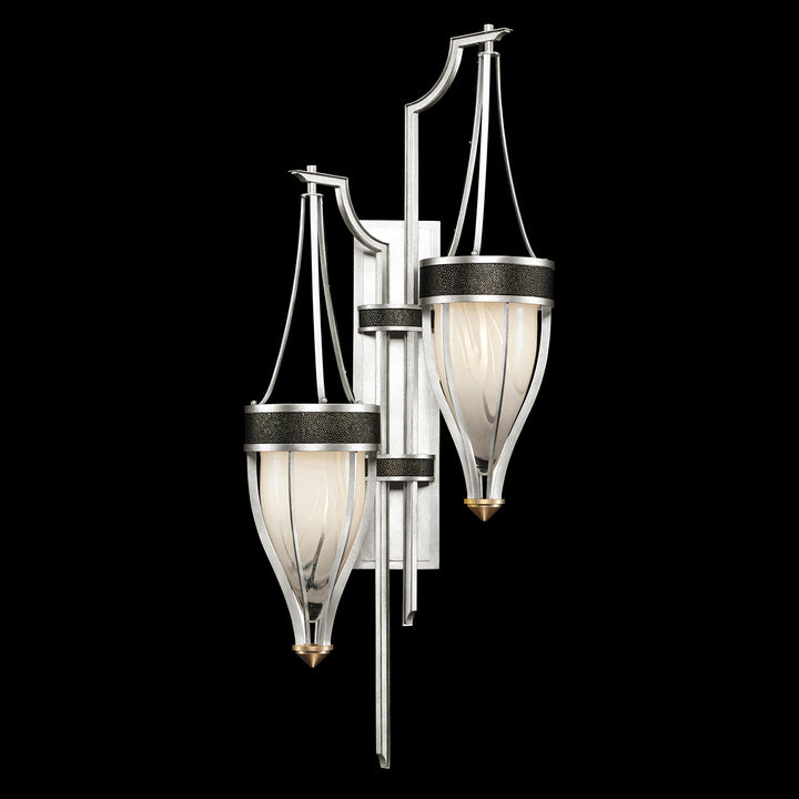 Fine Art Handcrafted Lighting Mirage 41.5"H Sconce 100041 in Standard Silver Leaf, Brass, Black Knight (100041-413)
