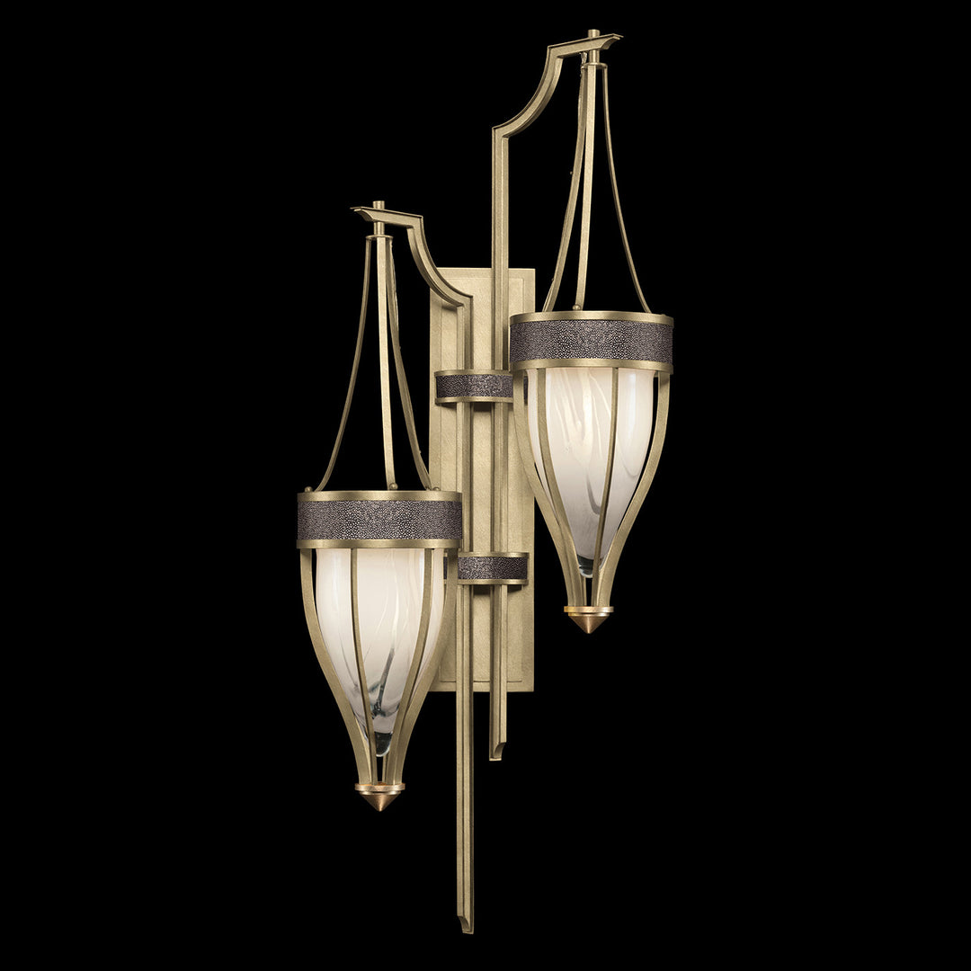 Fine Art Handcrafted Lighting Mirage 41.5"H Sconce 100041 in Standard Soft Gold Leaf, Brass, Pebble (100041-511)