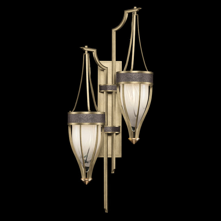 Fine Art Handcrafted Lighting Mirage 41.5"H Sconce 100041 in Standard Soft Gold Leaf, Brass, Pebble (100041-511)