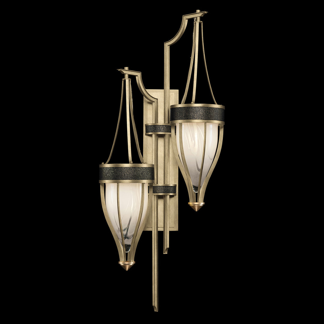 Fine Art Handcrafted Lighting Mirage 41.5"H Sconce 100041 in Standard Soft Gold Leaf, Brass, Black Knight (100041-513)