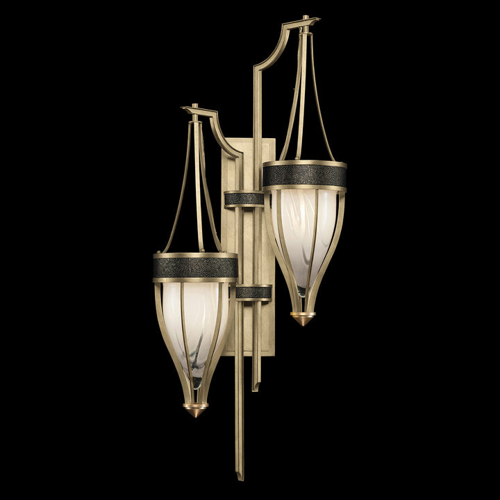 Fine Art Handcrafted Lighting Mirage 41.5"H Sconce 100041 in Standard Soft Gold Leaf, Brass, Black Knight (100041-513)