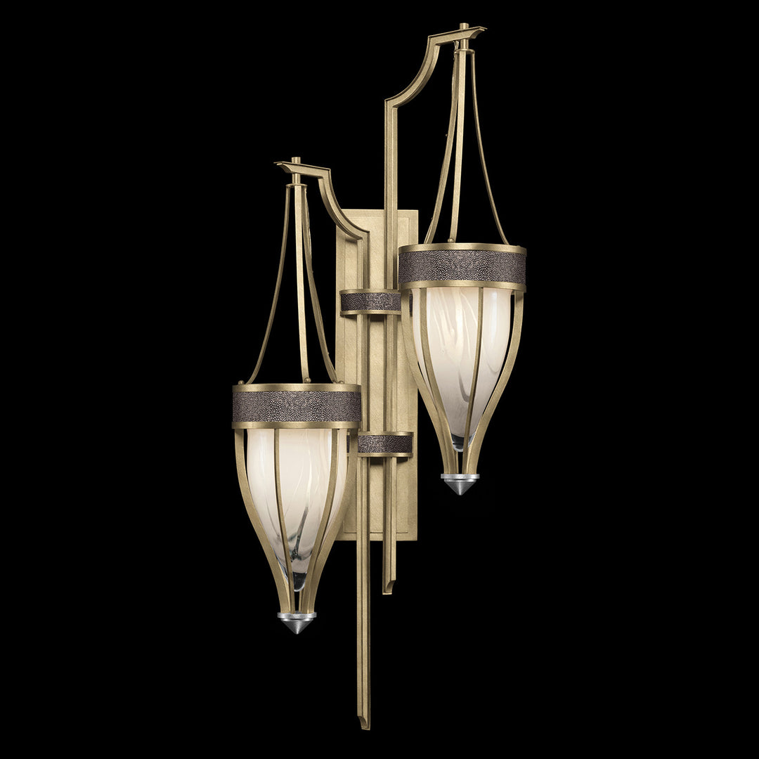 Fine Art Handcrafted Lighting Mirage 41.5"H Sconce 100041 in Standard Soft Gold Leaf, Nickel, Pebble (100041-521)