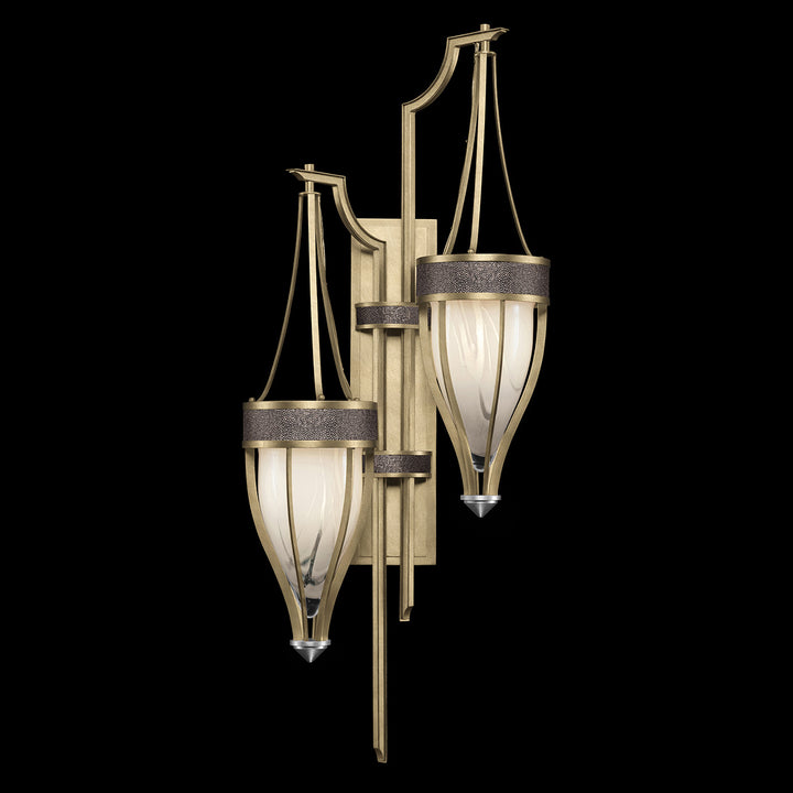 Fine Art Handcrafted Lighting Mirage 41.5"H Sconce 100041 in Standard Soft Gold Leaf, Nickel, Pebble (100041-521)