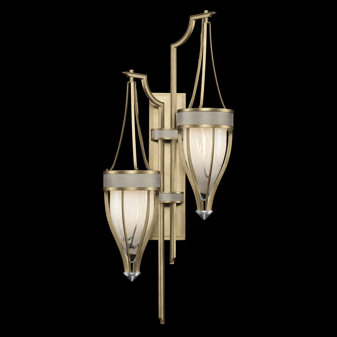 Fine Art Handcrafted Lighting Mirage 41.5"H Sconce 100041 in Standard Soft Gold Leaf, Nickel, Coco (100041-522)