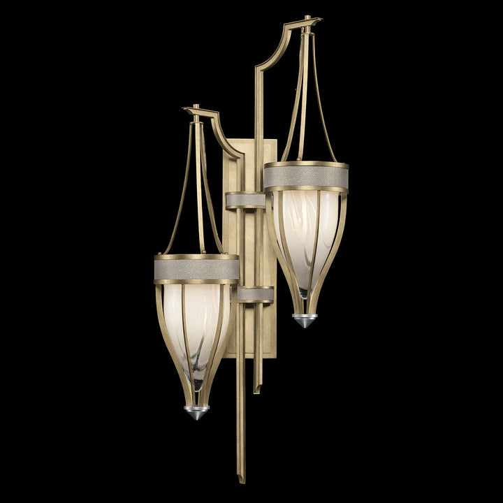 Fine Art Handcrafted Lighting Mirage 41.5"H Sconce 100041 in Standard Soft Gold Leaf, Nickel, Coco (100041-522)