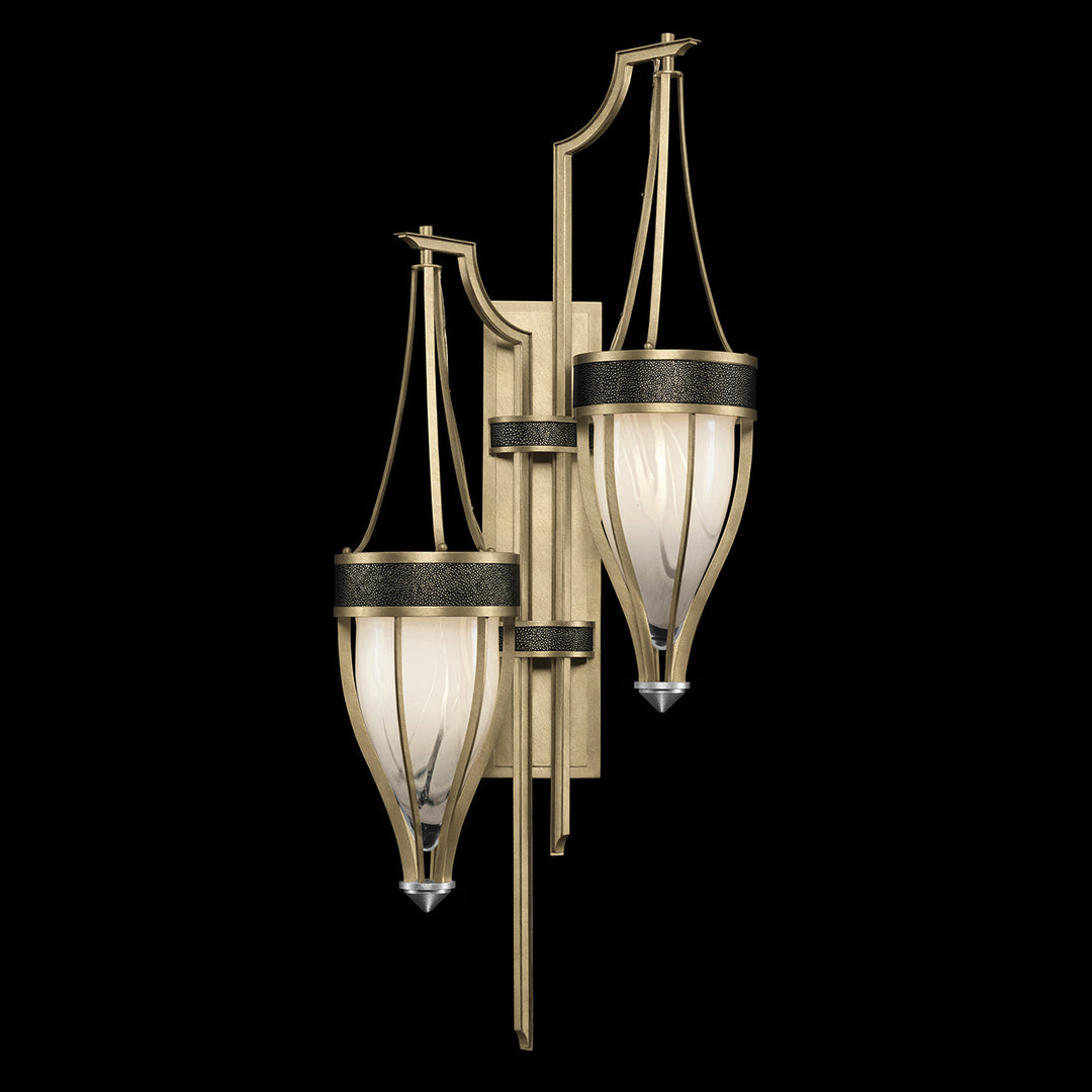 Fine Art Handcrafted Lighting Mirage 41.5"H Sconce 100041 in Standard Soft Gold Leaf, Nickel, Black Knight (100041-523)