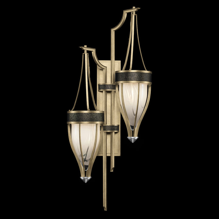 Fine Art Handcrafted Lighting Mirage 41.5"H Sconce 100041 in Standard Soft Gold Leaf, Nickel, Black Knight (100041-523)
