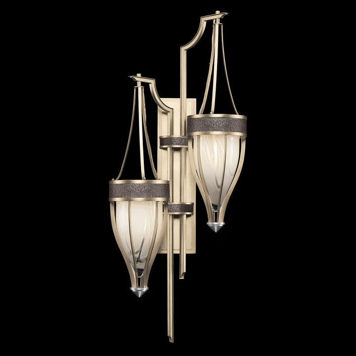 Fine Art Handcrafted Lighting Mirage 41.5"H Sconce 100041 in Champagne, Nickel, Pebble (100041-621)