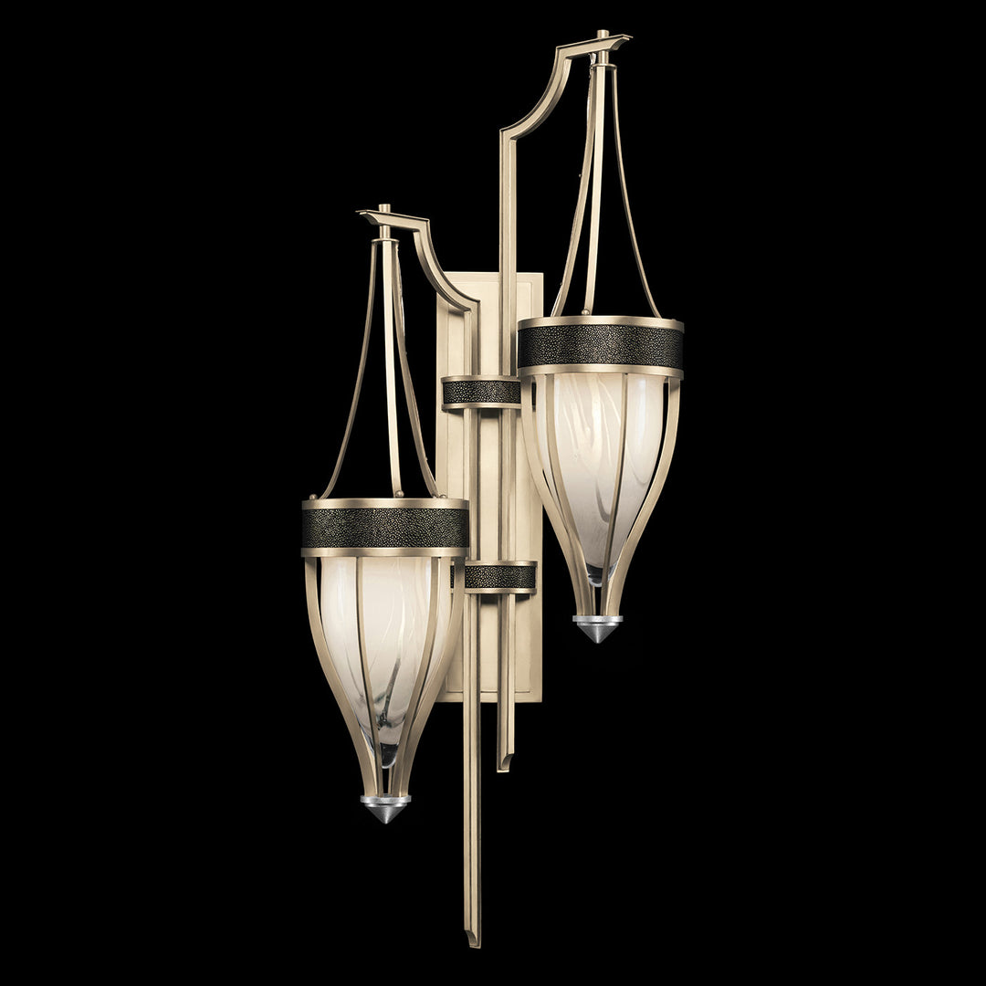 Fine Art Handcrafted Lighting Mirage 41.5"H Sconce 100041 in Champagne, Nickel, Black Knight (100041-623)