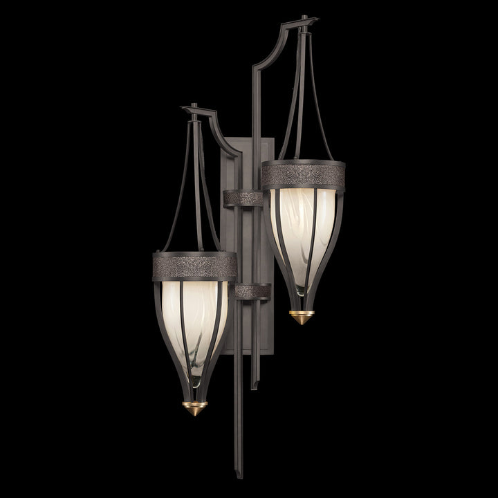 Fine Art Handcrafted Lighting Mirage 41.5"H Sconce 100041 in Midnight Steel, Brass, Pebble (100041-711)