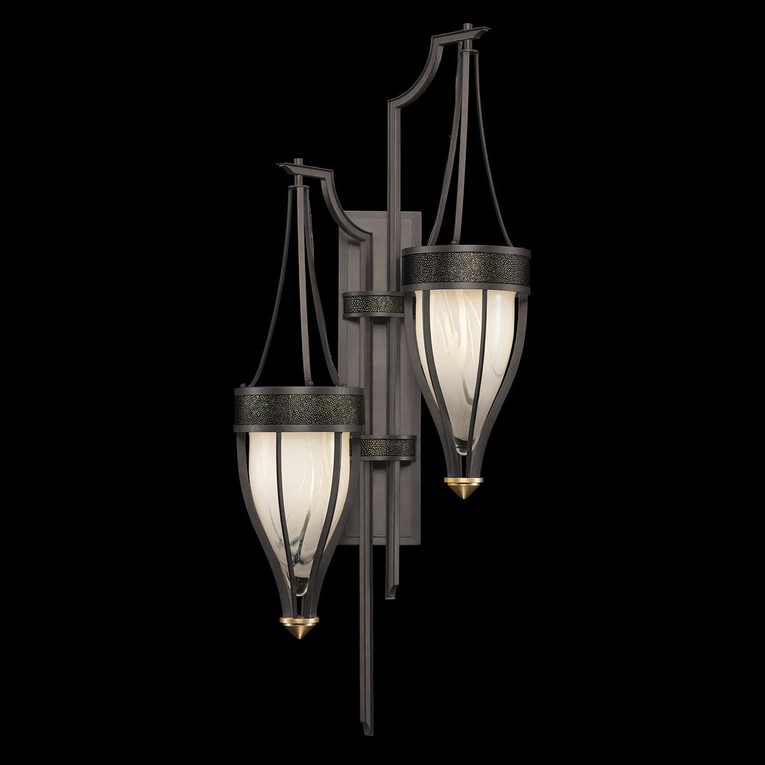 Fine Art Handcrafted Lighting Mirage 41.5"H Sconce 100041 in Midnight Steel, Brass, Black Knight (100041-713)