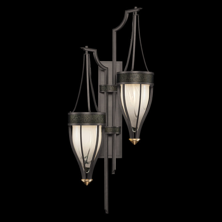 Fine Art Handcrafted Lighting Mirage 41.5"H Sconce 100041 in Midnight Steel, Brass, Black Knight (100041-713)