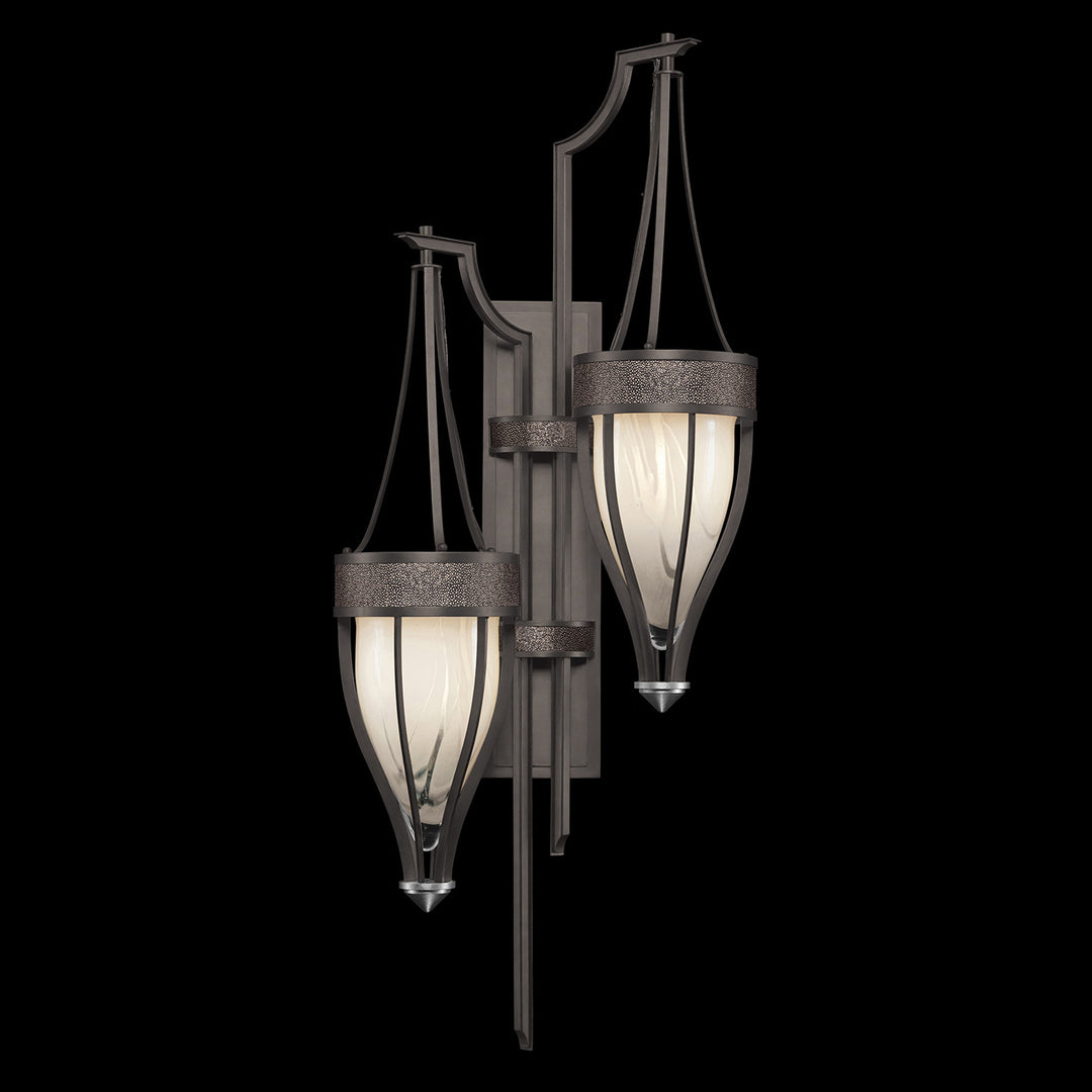 Fine Art Handcrafted Lighting Mirage 41.5"H Sconce 100041 in Midnight Steel, Nickel, Pebble (100041-721)