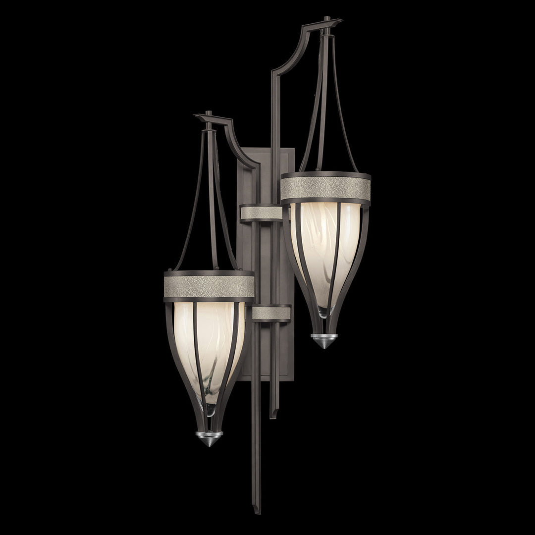 Fine Art Handcrafted Lighting Mirage 41.5"H Sconce 100041 in Midnight Steel, Nickel, Coco (100041-722)