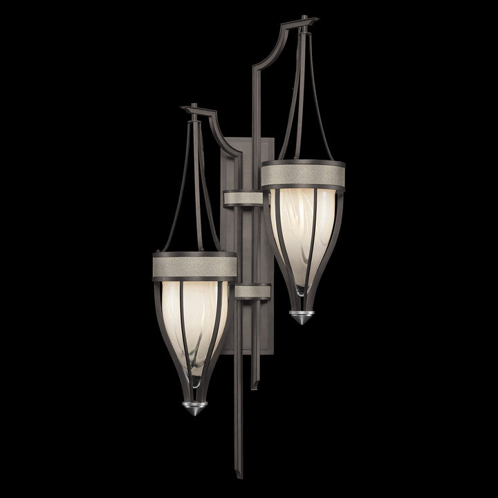 Fine Art Handcrafted Lighting Mirage 41.5"H Sconce 100041 in Midnight Steel, Nickel, Coco (100041-722)