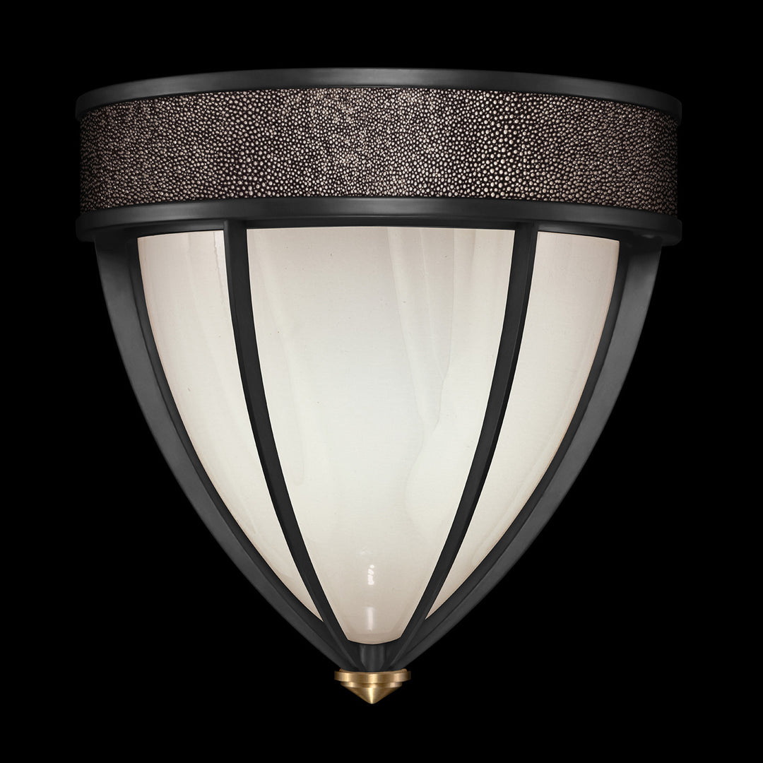 Fine Art Handcrafted Lighting Mirage 12.25"H Sconce in Standard Black Iron, Brass, Pebble (100043-111)