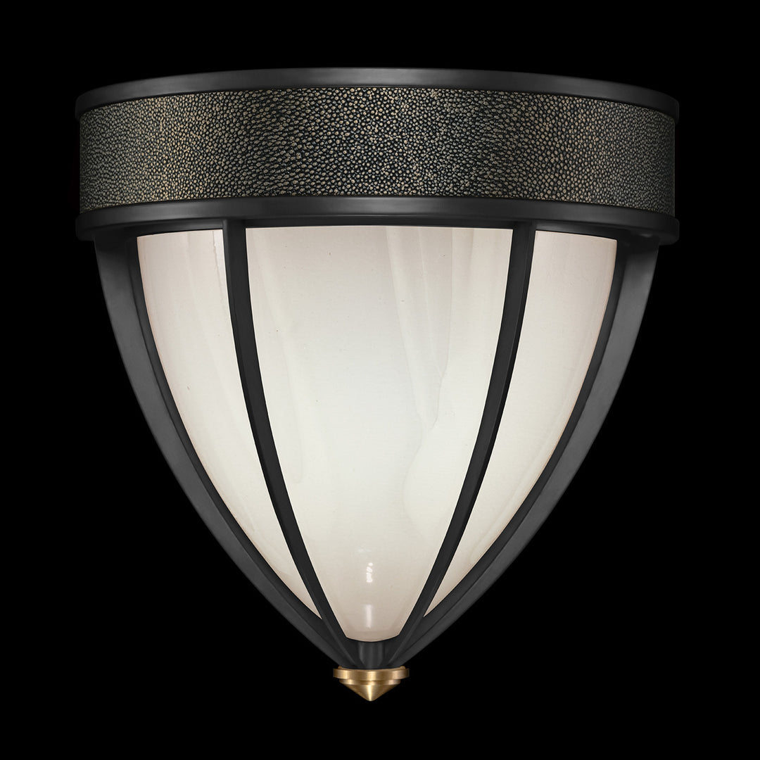 Fine Art Handcrafted Lighting Mirage 12.25"H Sconce in Standard Black Iron, Brass, Black Knight (100043-113)