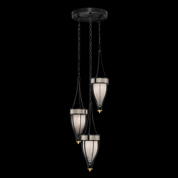Fine Art Handcrafted Lighting Mirage 17.5"W Round Pendant in Standard Black Iron, Brass, Coco (100044-112)
