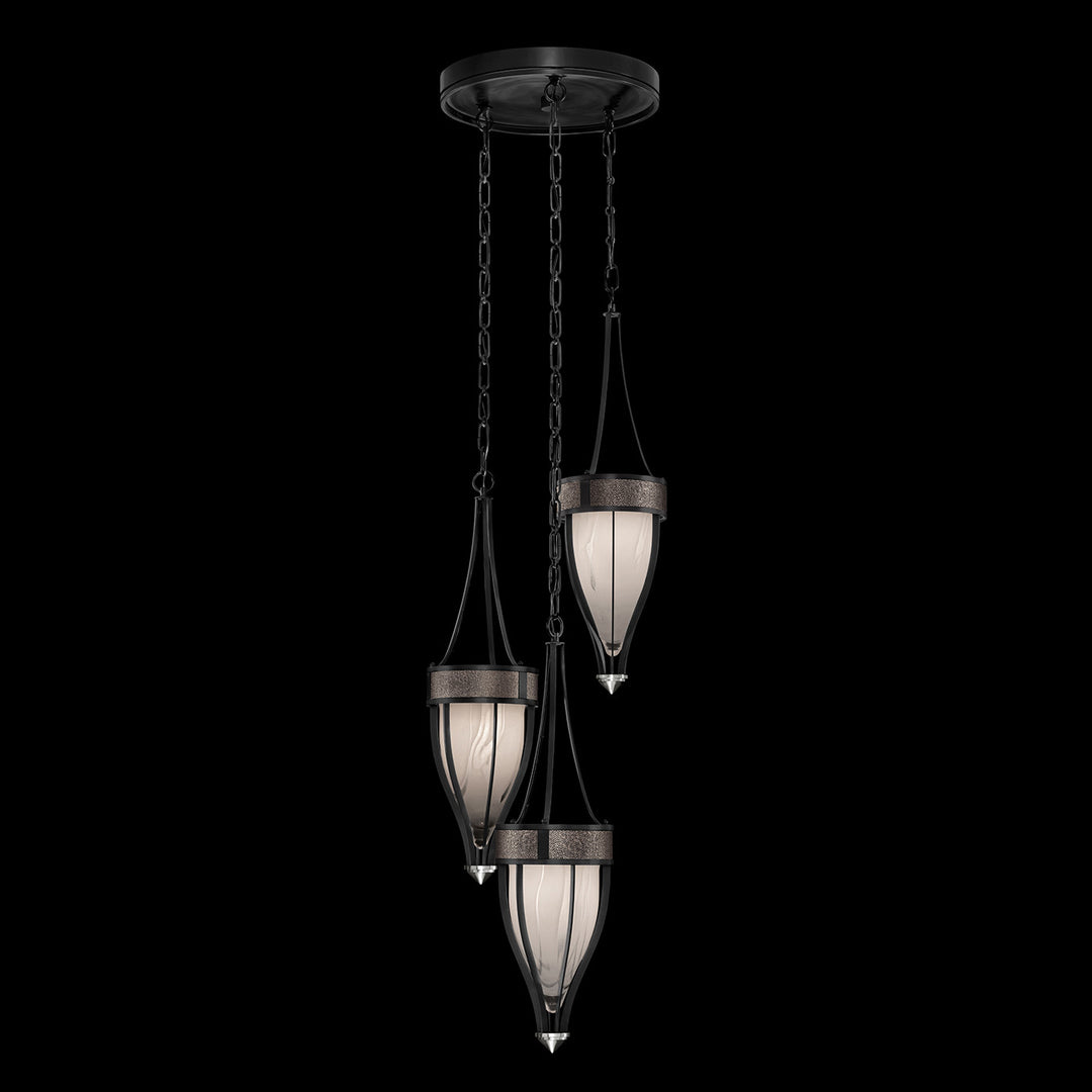 Fine Art Handcrafted Lighting Mirage 17.5"W Round Pendant in Standard Black Iron, Nickel, Pebble (100044-121)