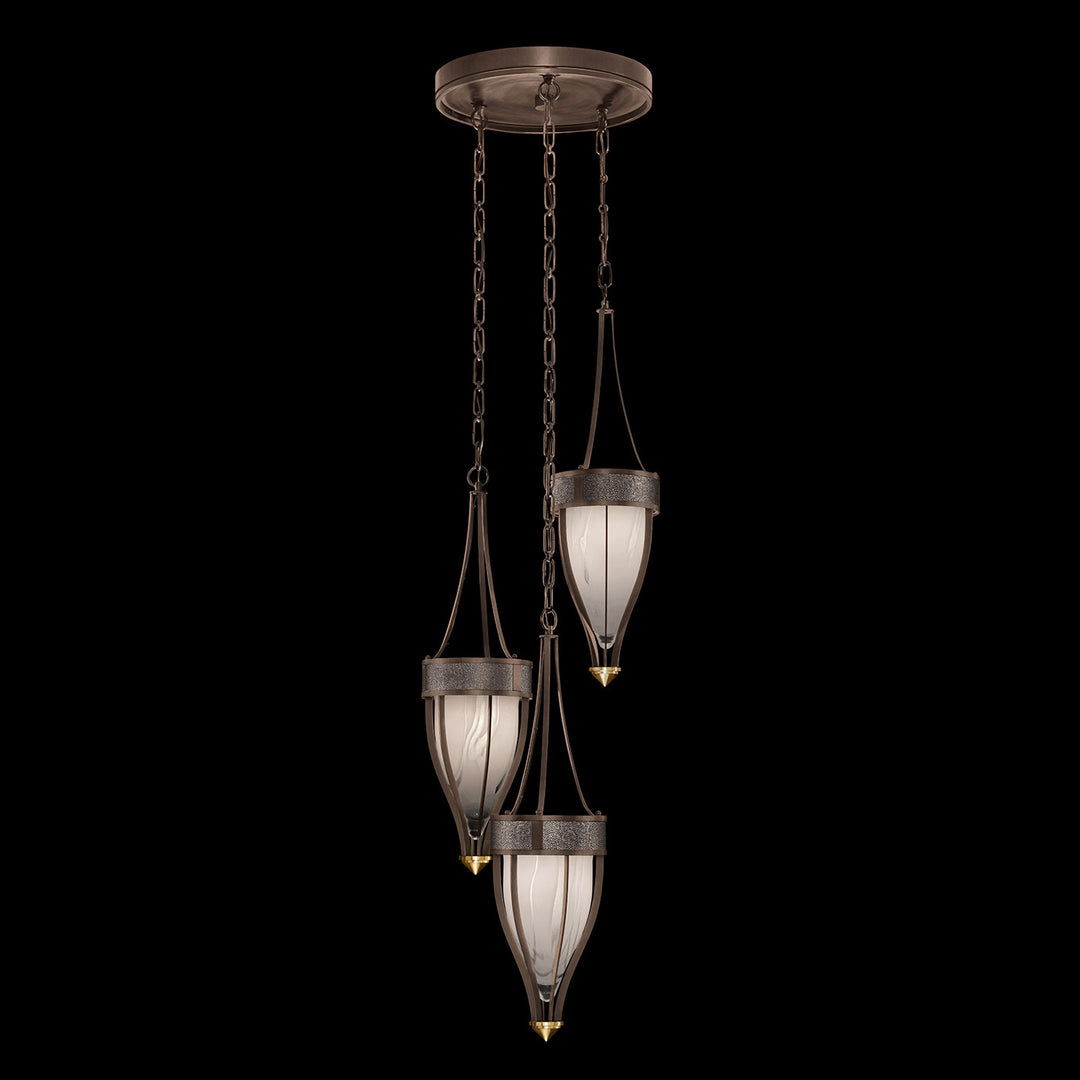 Fine Art Handcrafted Lighting Mirage 17.5"W Round Pendant in Standard Bronze, Brass, Pebble (100044-211)