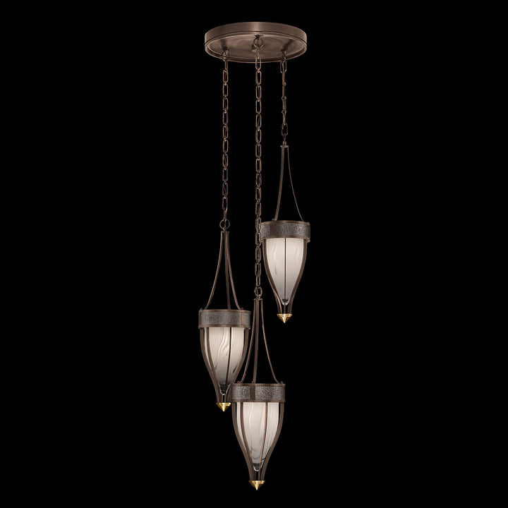 Fine Art Handcrafted Lighting Mirage 17.5"W Round Pendant in Standard Bronze, Brass, Pebble (100044-211)