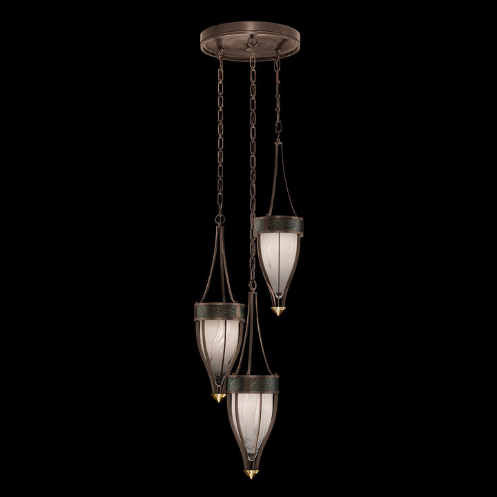 Fine Art Handcrafted Lighting Mirage 17.5"W Round Pendant in Standard Bronze, Brass, Black Knight (100044-213)