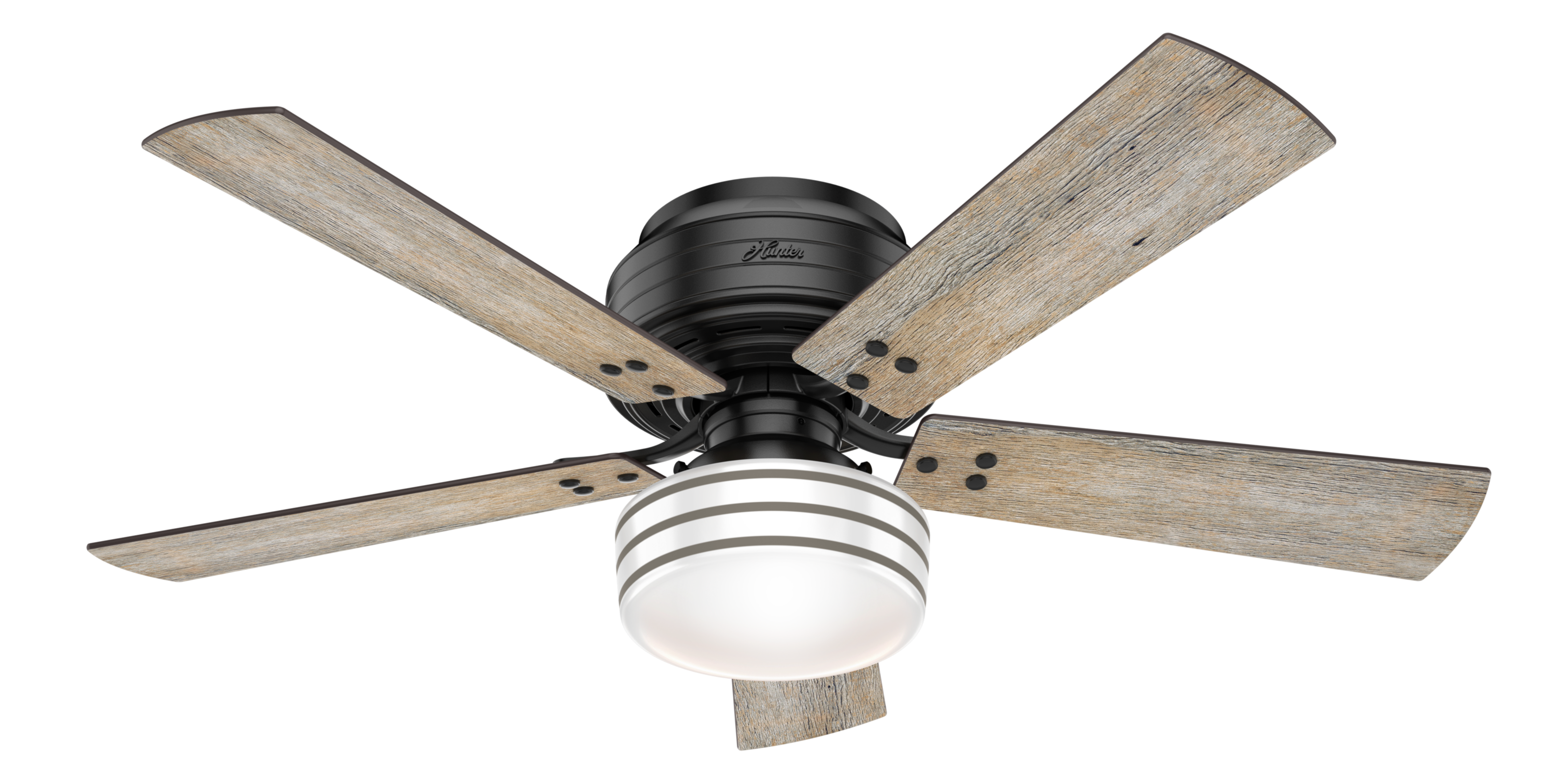 Hunter 52 inch Cedar Key Low Profile Damp Rated Ceiling Fan with LED Light Kit and Handheld Remote