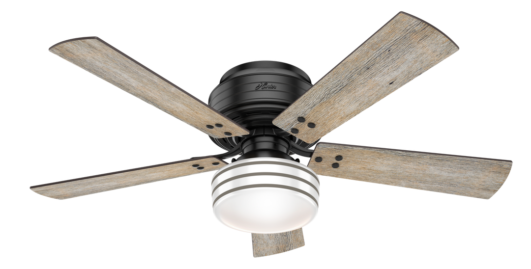 Hunter 52 inch Cedar Key Low Profile Damp Rated Ceiling Fan with LED Light Kit and Handheld Remote