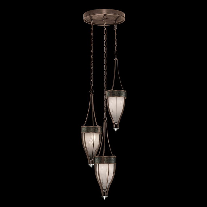 Fine Art Handcrafted Lighting Mirage 17.5"W Round Pendant in Standard Bronze, Nickel, Black Knight (100044-223)