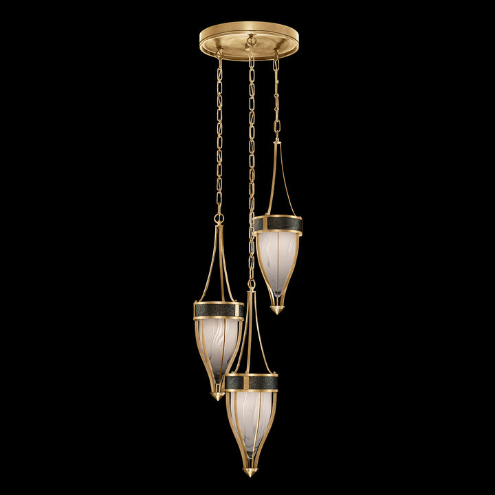 Fine Art Handcrafted Lighting Mirage 17.5"W Round Pendant in Standard Gold Leaf, Brass, Black Knight (100044-313)