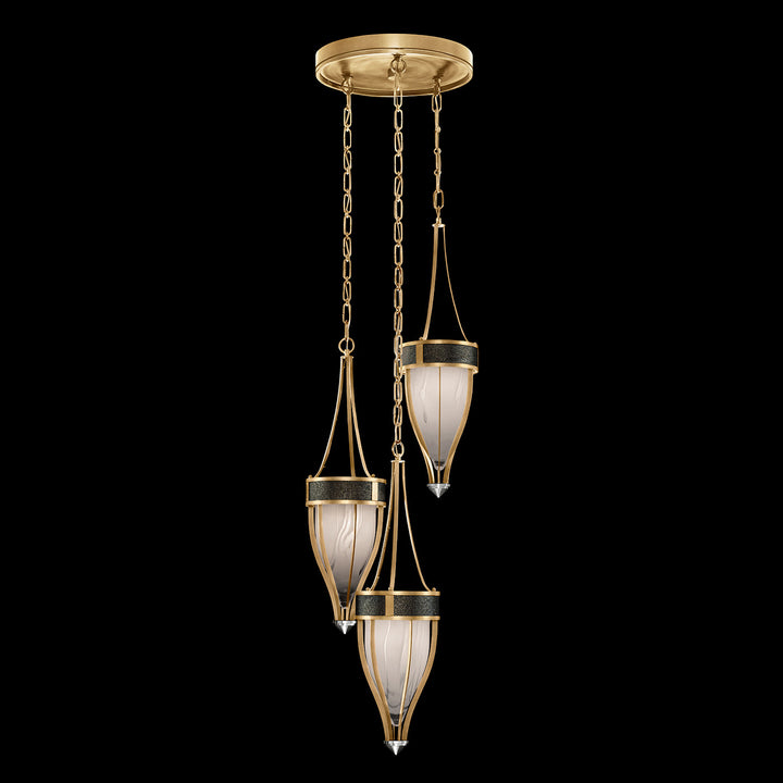 Fine Art Handcrafted Lighting Mirage 17.5"W Round Pendant in Standard Gold Leaf, Nickel, Black Knight (100044-323)