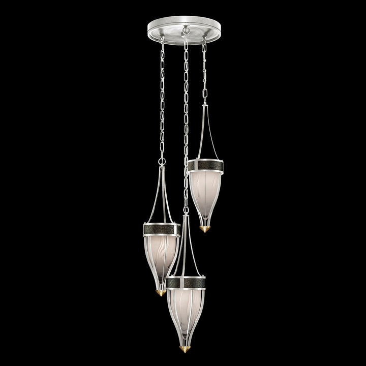 Fine Art Handcrafted Lighting Mirage 17.5"W Round Pendant in Standard Silver Leaf, Brass, Black Knight (100044-413)