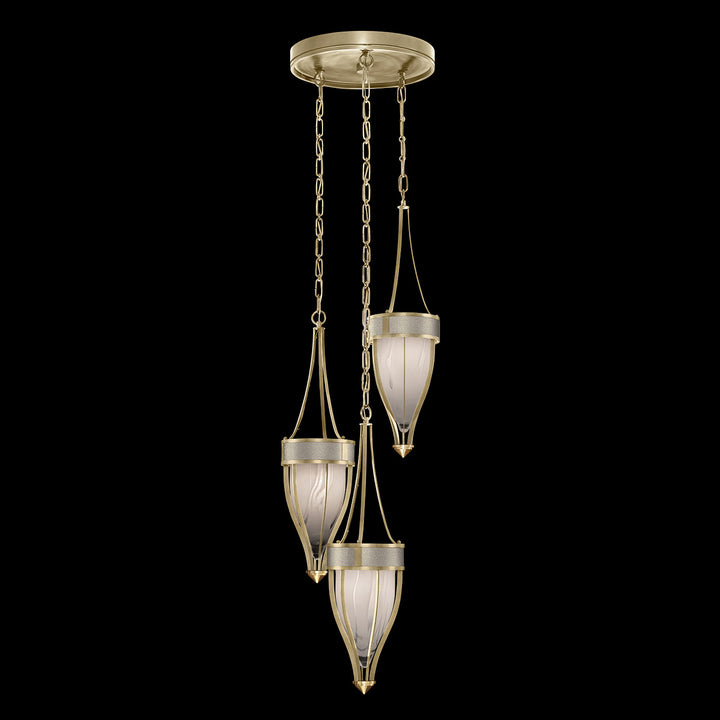 Fine Art Handcrafted Lighting Mirage 17.5"W Round Pendant in Standard Soft Gold Leaf, Brass, Coco (100044-512)