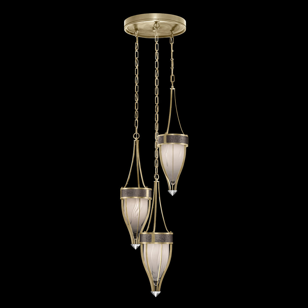 Fine Art Handcrafted Lighting Mirage 17.5"W Round Pendant in Standard Soft Gold Leaf, Nickel, Pebble (100044-521)