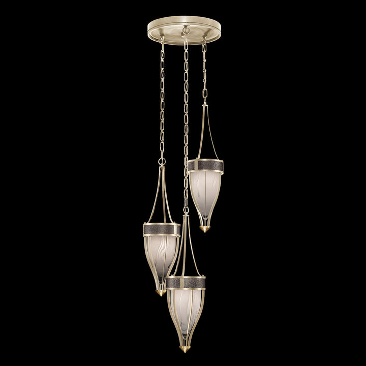 Fine Art Handcrafted Lighting Mirage 17.5"W Round Pendant in Champagne, Brass, Pebble (100044-611)