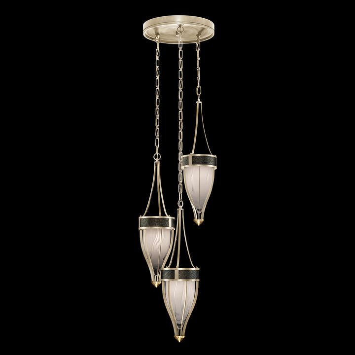 Fine Art Handcrafted Lighting Mirage 17.5"W Round Pendant in Champagne, Brass, Black Knight (100044-613)