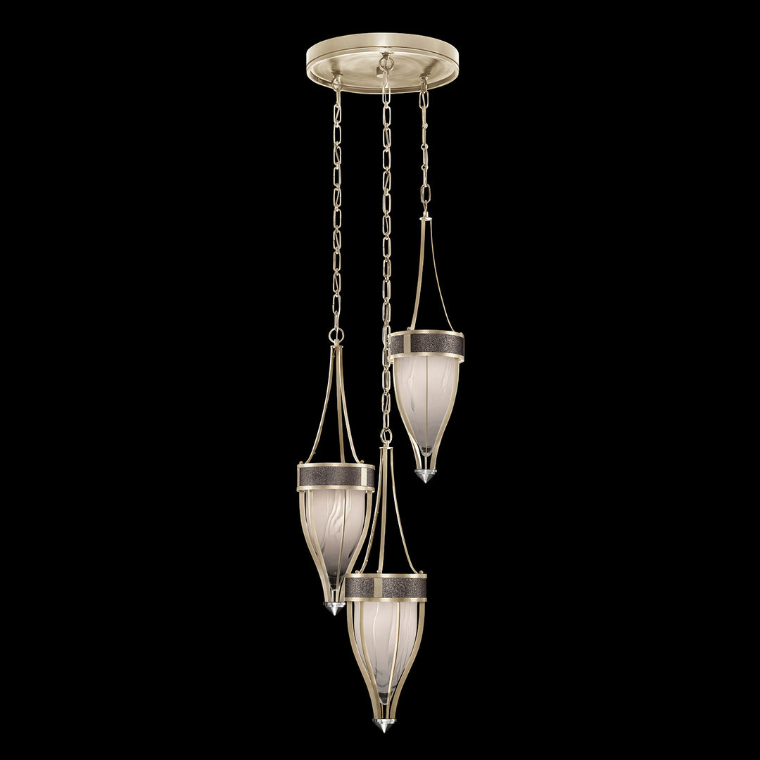 Fine Art Handcrafted Lighting Mirage 17.5"W Round Pendant in Champagne, Nickel, Pebble (100044-621)